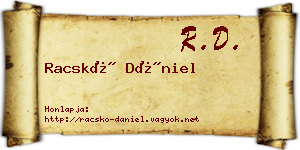 Racskó Dániel névjegykártya